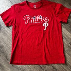 Majestic Red Phillies Baseball Tee